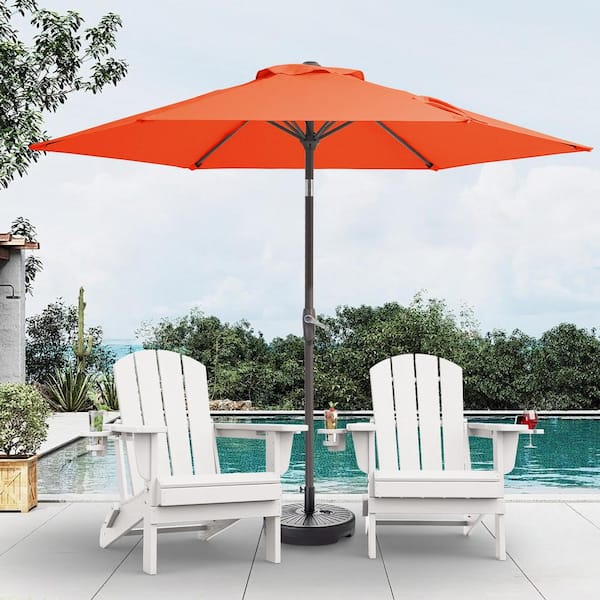 JEAREY 7.5 ft. Steel Outdoor Patio Market Umbrella with Tilt Crank in Pumpkin