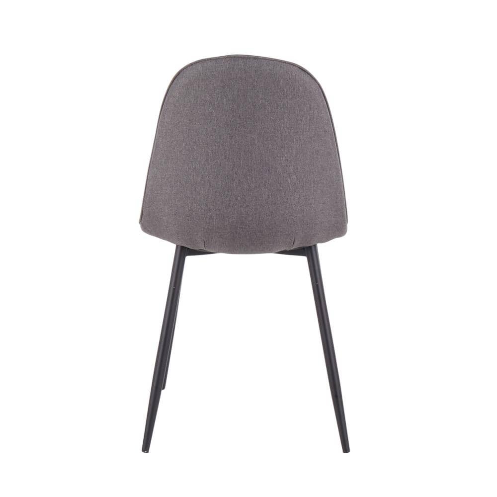 High Back Black Steel and Charcoal Fabric Side Chair
