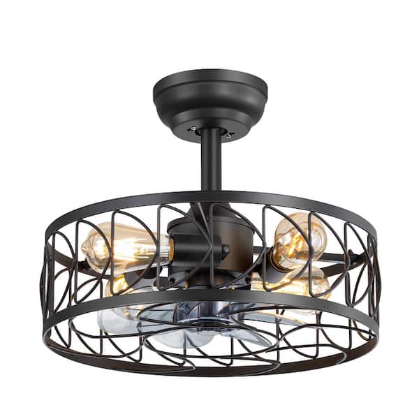 Webb 16.5 in. Indoor Black Downrod Mount Ceiling Fan with Light Kit, 6-Speed DC Motor and Remote Control