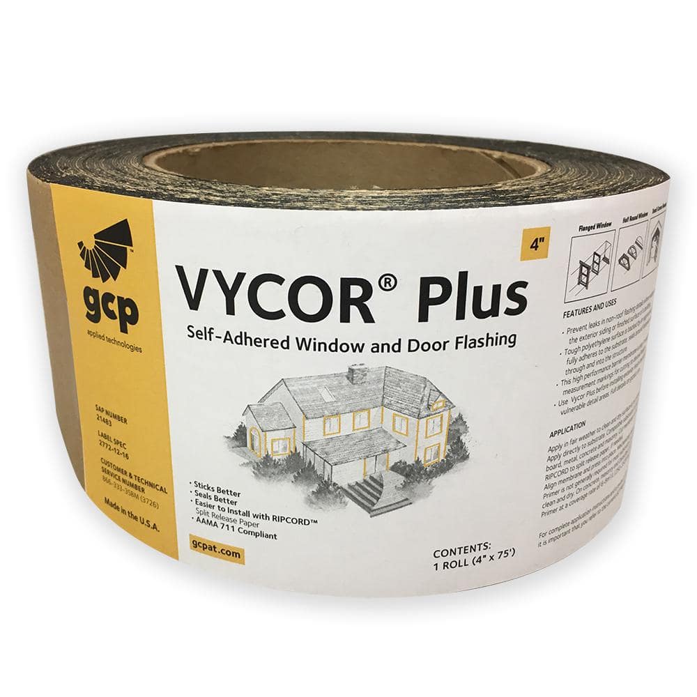 GCP Applied Technologies Vycor Plus 4 in. x 75 ft. Roll Fully-Adhered  Flashing Tape (25 sq. ft.) 5003100 - The Home Depot