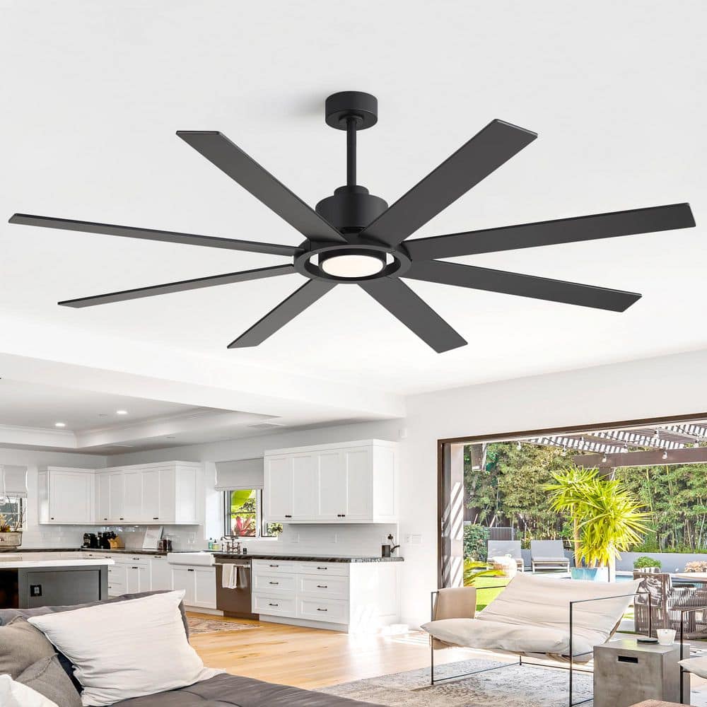Alvarez 72 in. Black Windmill Ceiling Fan with LED Light, Downrod, Black/Brown Blade and Remote Included price history on PriceWatchPro