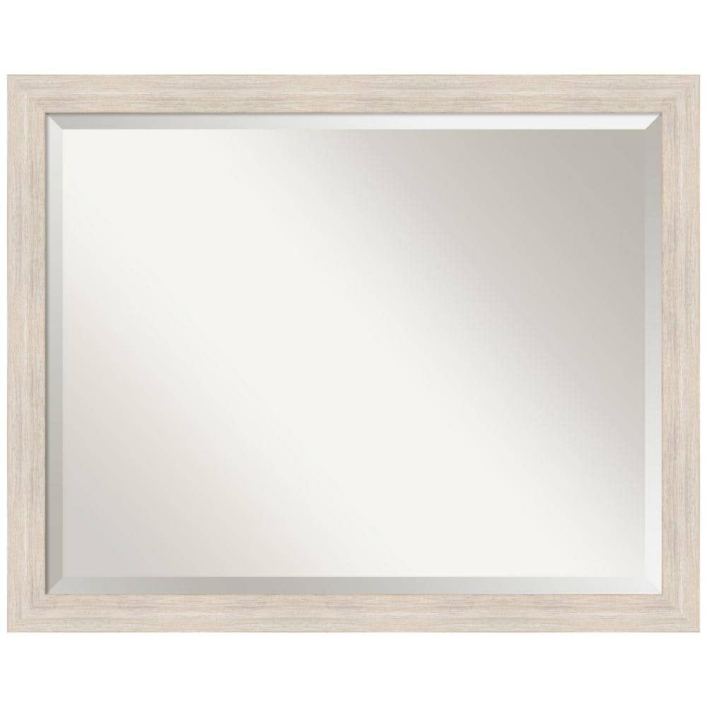 Hardwood Whitewash Rectangular Bathroom Vanity Wall Mirror