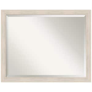 Hardwood 30.88 in. x 24.88 in. Rustic Rectangle Framed Whitewash Narrow Bathroom Vanity Wall Mirror