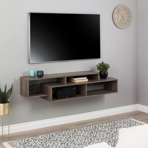 Modern Drifted Gray Wall Mounted Media Console and Storage Shelf