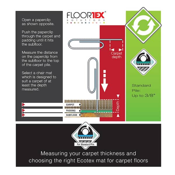 Floortex Ecotex Enhanced Polymer Rectangular Chair Mat for Carpets up to  3/8 - 48 x 79 FRECO114879EP - The Home Depot