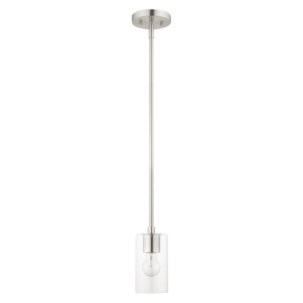 Zurich Brushed Nickel 1-Light Pendant with Clear Glass