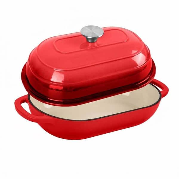 5QT Oval Enameled Cast Iron Dutch Oven with Lid Non-Stick Bread Baking Pot for Sourdough and Artisan Loaf