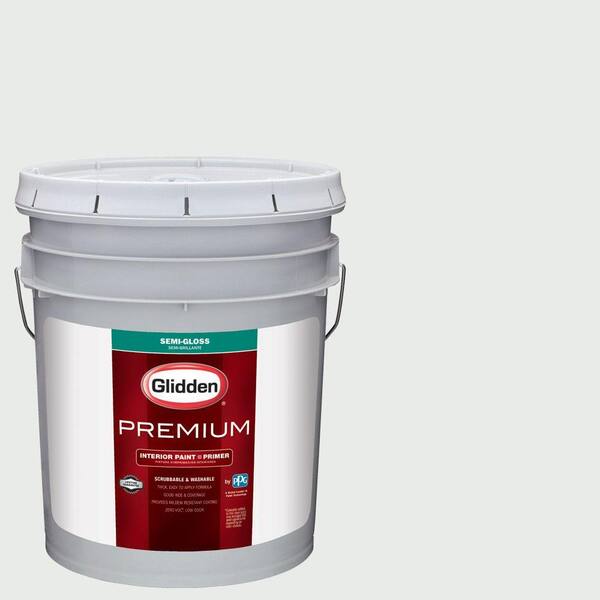 Glidden Premium 5 gal. #HDGCN09U Winter Walk White Semi-Gloss Interior Paint with Primer