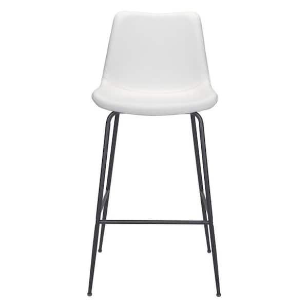 HomeRoots 30.7 in. White Low Back Metal Bar Chair with Upholstery Seat