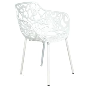 White Devon Modern Aluminum Patio Stackable Outdoor Dining Chair