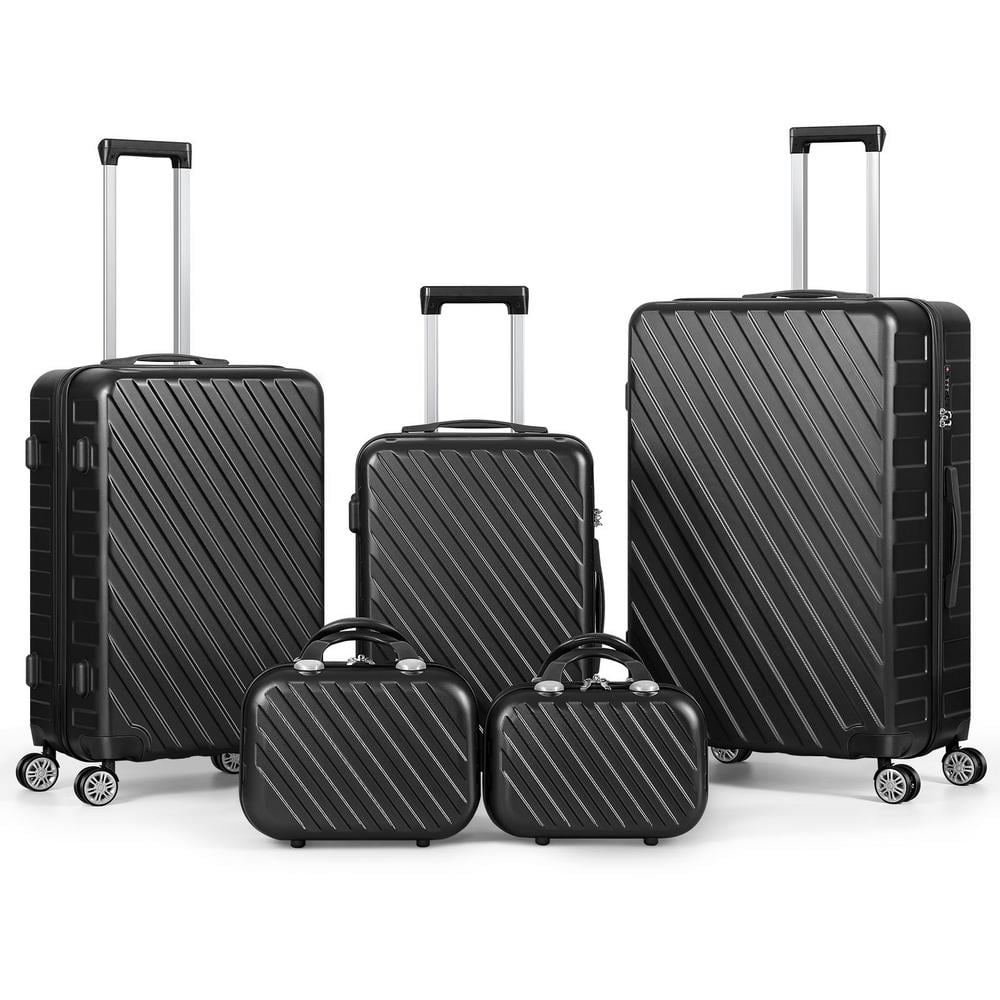Oumilen Hardside Spinner Luggage Sets in Black, 5-Piece - TSA Lock CW ...