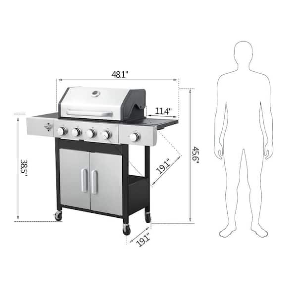 Kahomvis 4-Burner Stainless Steel Barbecue Grill Propane Grill in