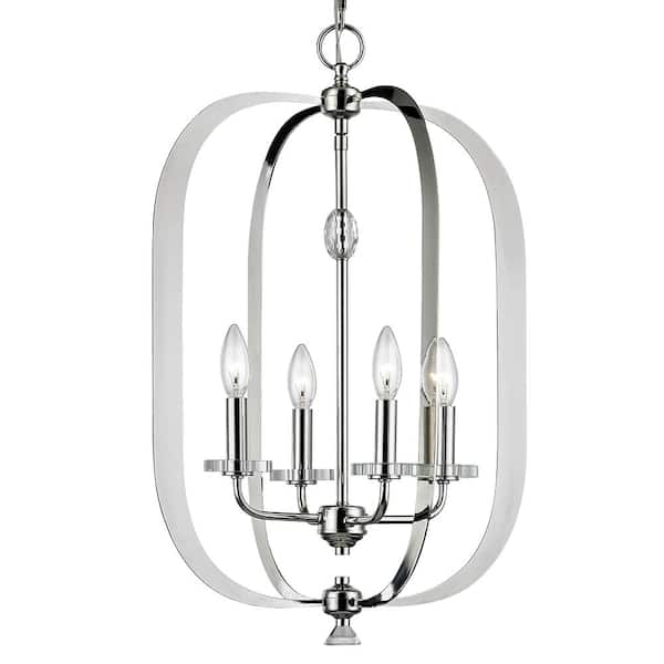 Fifth and Main Lighting Orleans 4 Light Polished Nickel Pendant with Crystal Bobeche