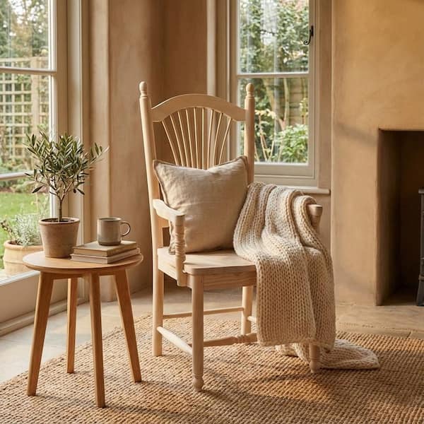 International Concepts Unfinished Wood Sheaf Back Dining Chair C