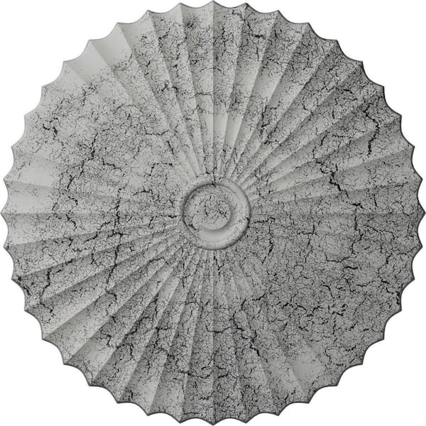 Ekena Millwork 2 in. x 47-5/8 in. x 47-5/8 in. Polyurethane Shakuras Ceiling Medallion, Ultra Pure White Crackle