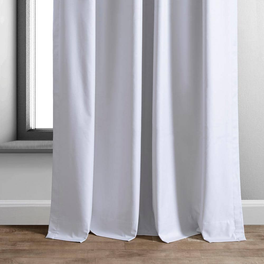 Off White Puddle Length Velvet Blackout Drape Panel