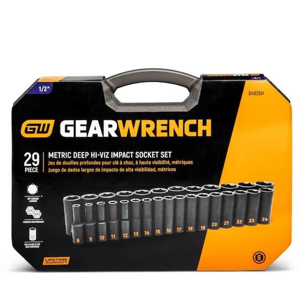 GEARWRENCH 1/2 in. Drive 6-Point Metric Hi-Viz Deep Impact Socket