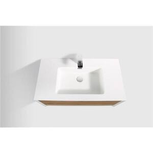 Wall-Mounted 23.62 in. W x 19.09 in. D x 15.75 in. H. Bath Vanity in White with White Solid Surface Top with White Basin