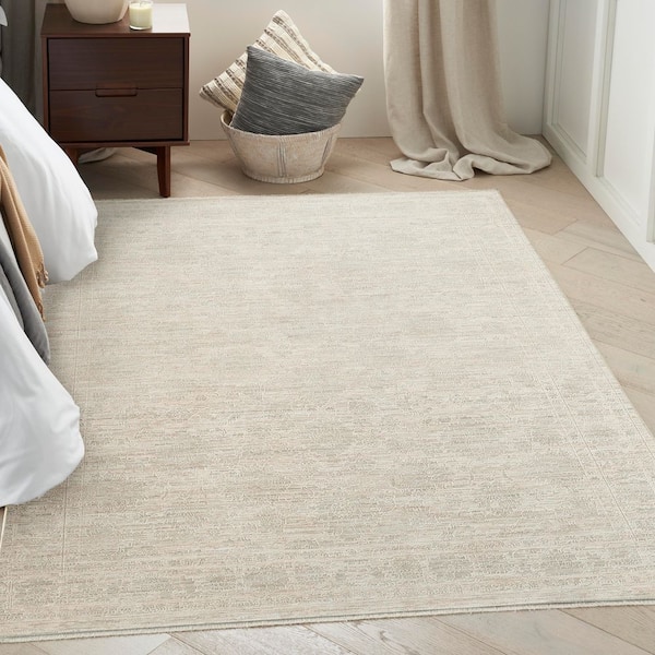 Outlines Ivory Grey 4 ft. x 6 ft. Medallion Traditional Area Rug
