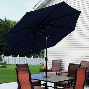 9 ft. Aluminum Market Solar Tilt Patio Umbrella in Navy Blue