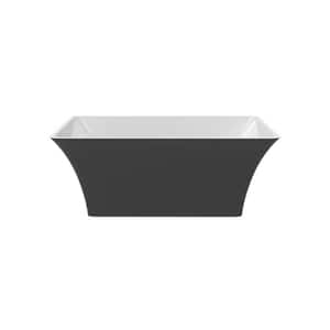Blaire 58.85 in. x 29.52 in. Freestanding Soaking Acrylic Bathtub with Centered Drain in Black and White