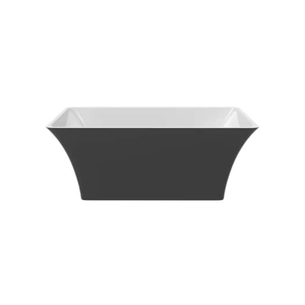 castellousa Blaire 58.85 in. x 29.52 in. Freestanding Soaking Acrylic Bathtub with Centered Drain in Black and White