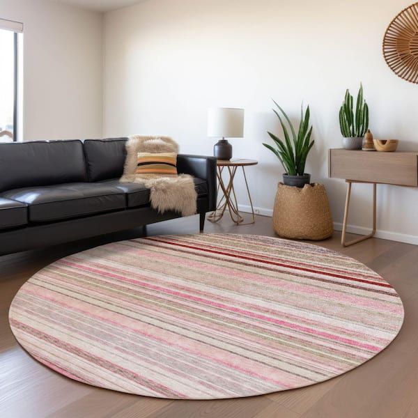 Chantille Machine Washable Indoor/Outdoor Abstract ACN979 Pink 8 ft. x 8 ft. Area Rug