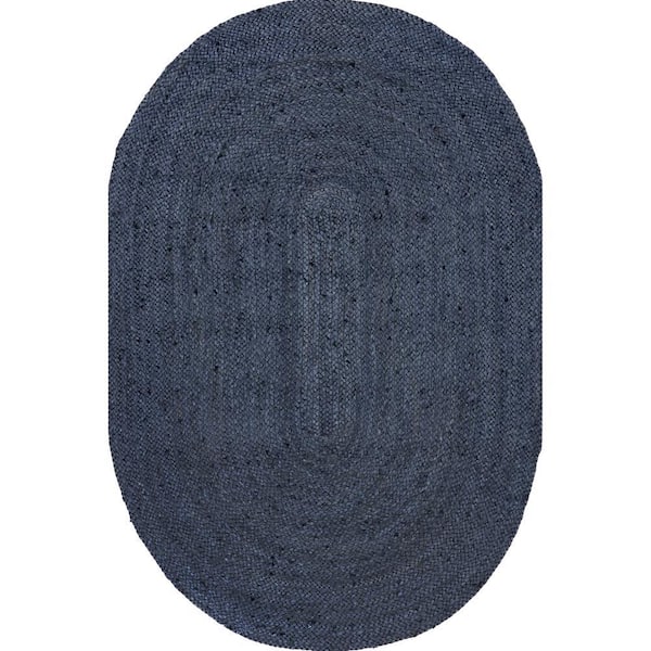 nuLOOM Rigo Chunky Loop Jute Navy 4 ft. x 6 ft. Indoor Oval Area Rug