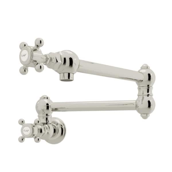 Rohl Italian Kitchen Polished Chrome 2-Handle Wall-Mount Pot Filler Handle Kitchen Faucet