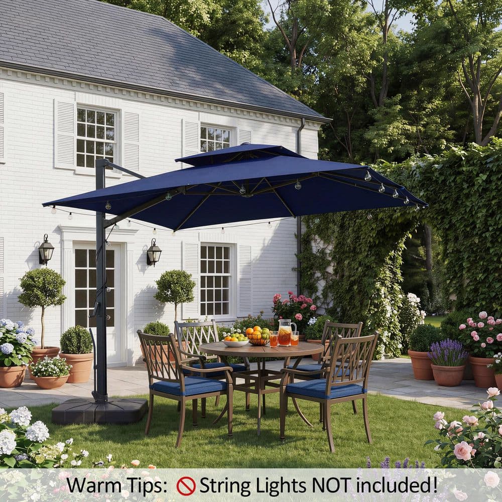 Clihome 10 ft. x 13 ft. Double Top Cantilever Patio Umbrella in