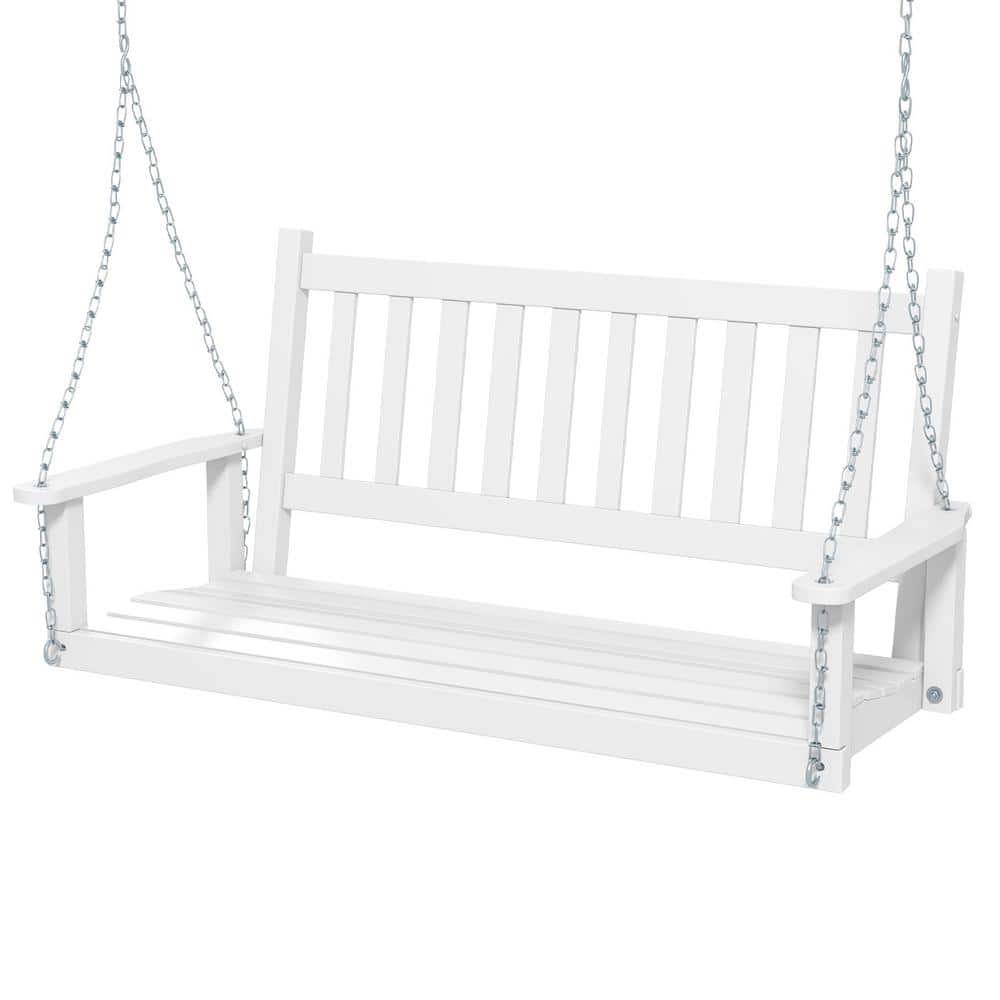 2-Person Wooden Outdoor Porch Swing with 500lbs Weight Capacity-White price history on PriceWatchPro