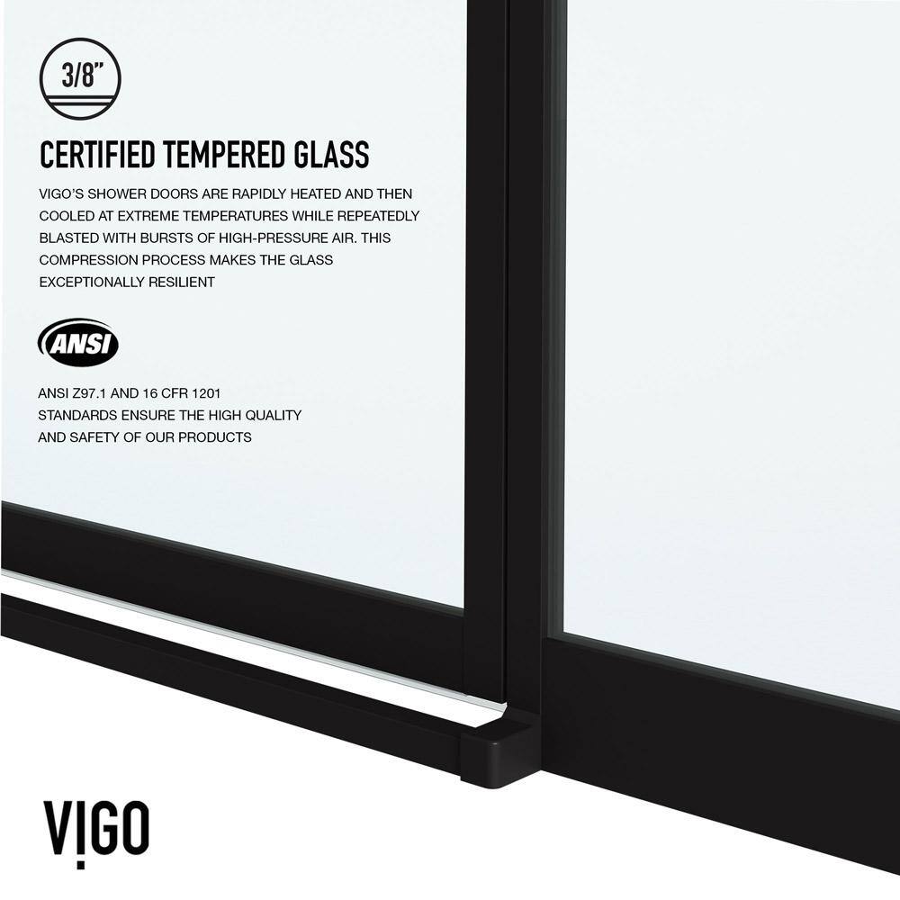 Meridian 60" Matte Black and Clear Grid Glass Shower Door
