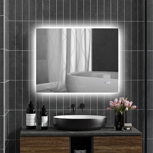 Blisstyle 35.4 in. W x 27.6 in. H Rectangle Frameless Mirror Wall Mirror Vanity Mirror