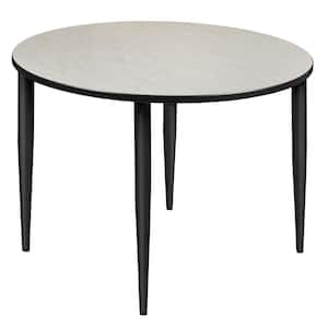 Trueno 48 in. L Round Maple and Black Wood Tapered Leg Table (Seats-4)