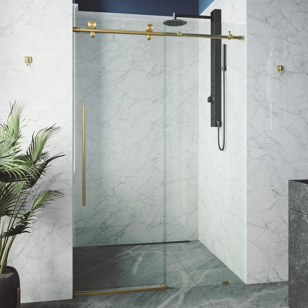 Elan E-Class 56-60" Frameless Sliding Shower Door in Matte Brushed Gold
