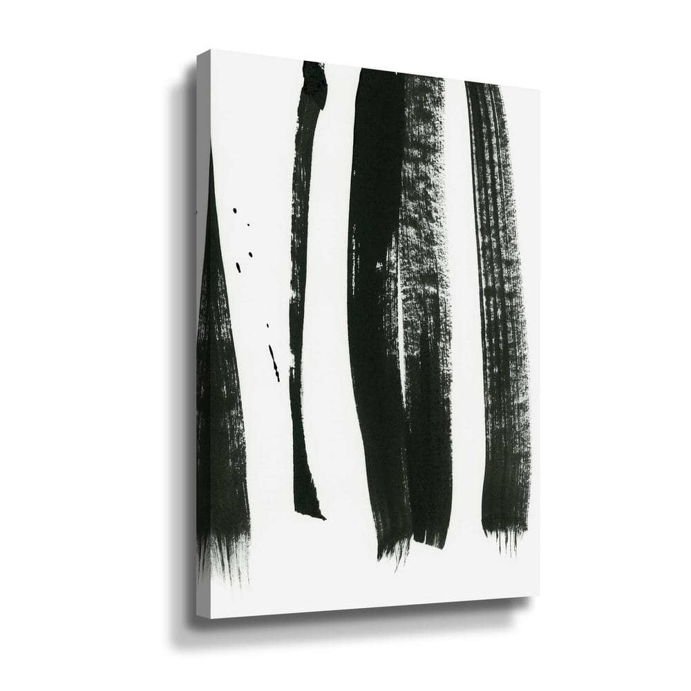 Black & white strokes 5' by Iris Lehnhardt Framed Canvas Wall Art