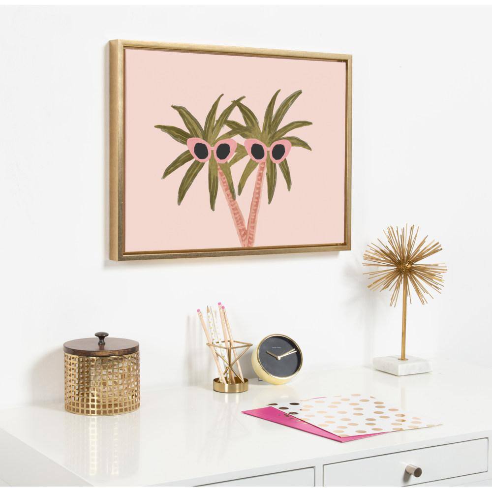 Sylvie Palm Trees and Sun Framed Canvas Wall Art