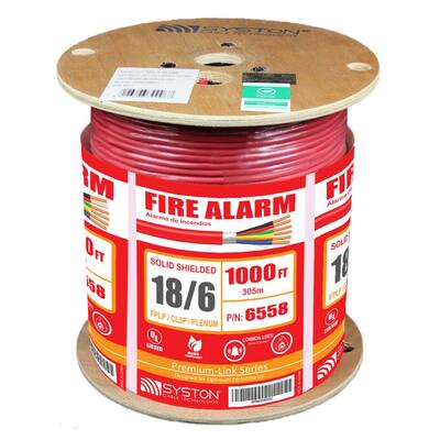 1,000 ft. 18/6 Red Solid Shielded UL FPLP Fire Alarm Cable