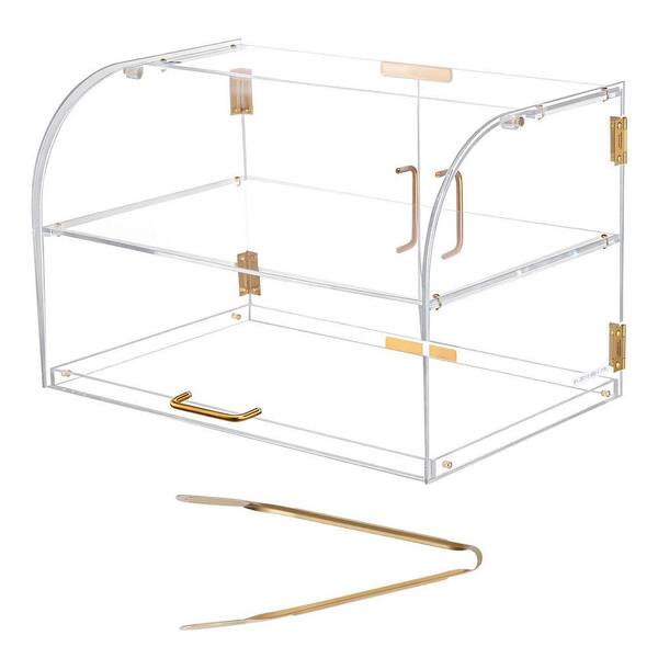 Bakery Display Case, 2-Tier Commercial Countertop Pastry Display Case, Clear Acrylic Bread Box 22 x 14 x 14 in.