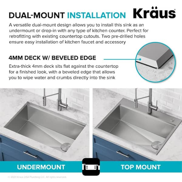 KRAUS Kore Workstation 32 Undermount 16 Gauge Kitchen Sink — DirectSinks