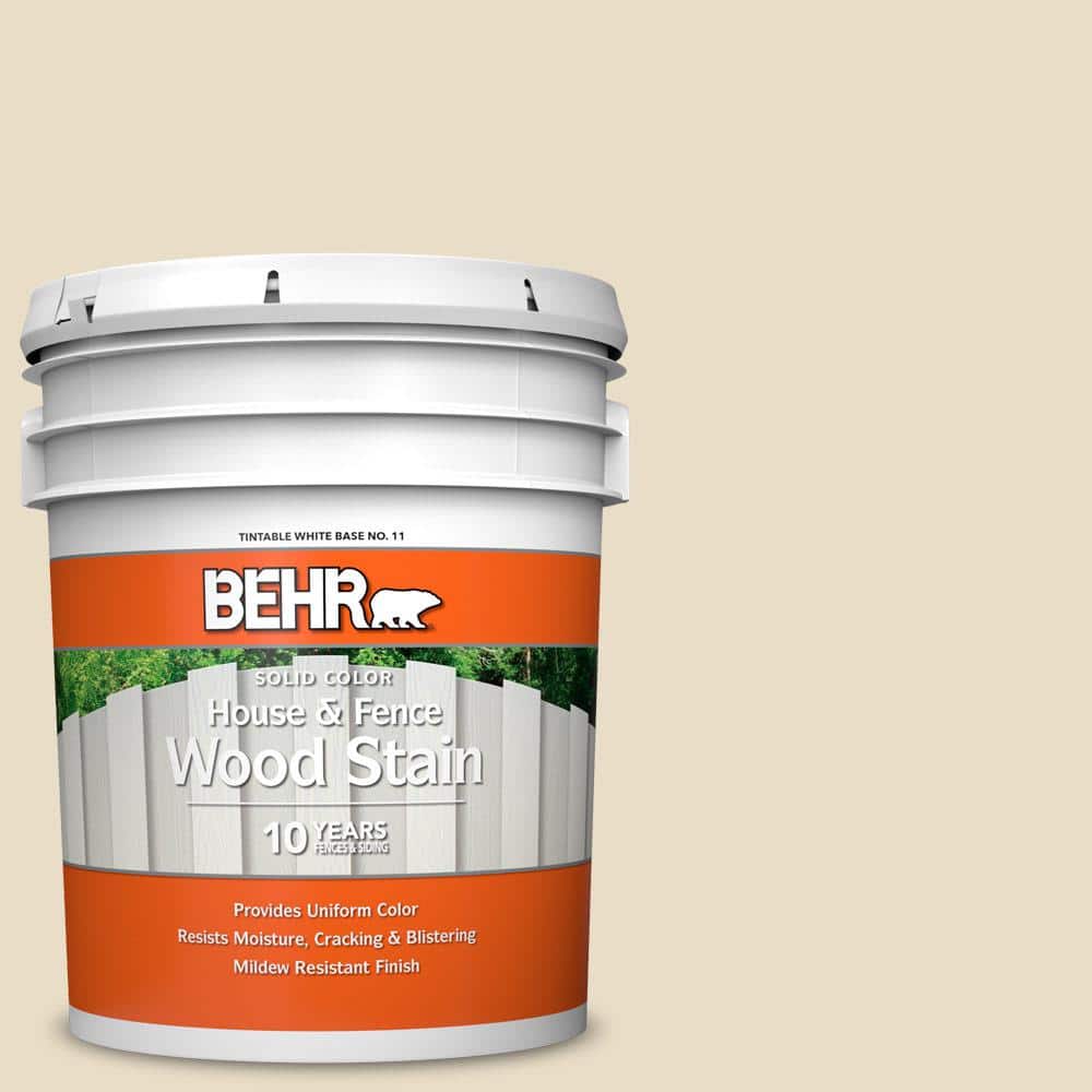 BEHR 5 gal. #22 Navajo White Solid Color House and Fence Exterior Wood Stain -  10220805