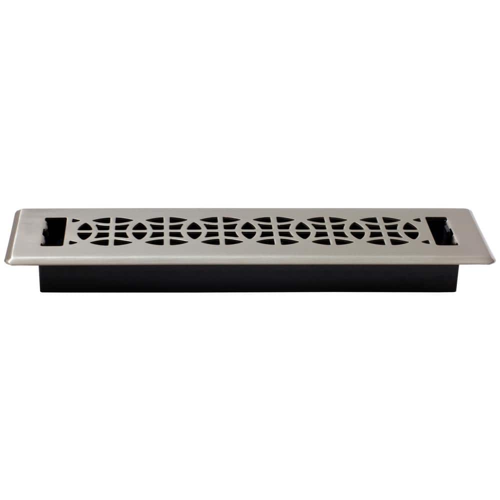 Brushed Nickel Rectangular Floor Register, 2x12 Inches