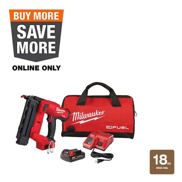 M18 FUEL GEN II 18-Volt 18-Gauge Lithium-Ion Brushless Cordless Brad Nailer Kit with One 2.0 Ah Battery, Charger and Bag