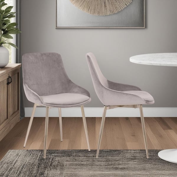 Heidi Contemporary Dining Chair in Chrome Finish and Grey Velvet
