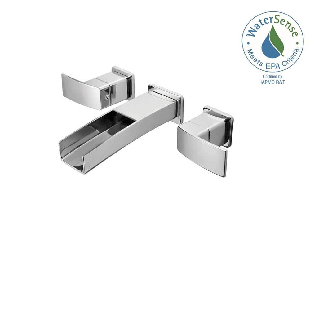 Kenzo Polished Chrome Wall Mount Bathroom Faucet with Lever Handles