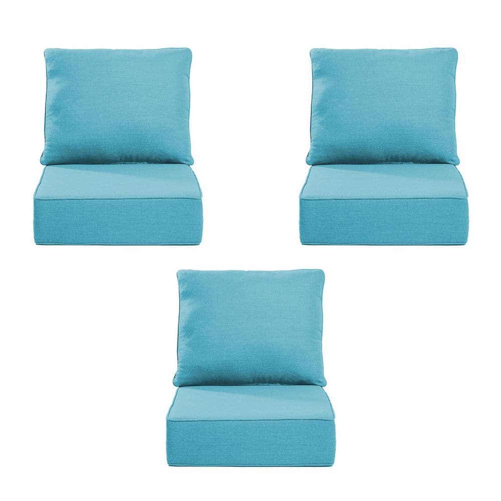 24 in. x 24 in. x 6 in. 6-Piece Olefin Deep Thick Seating Outdoor Lounge Chair Sofa Replacement Cushion in Light Blue price history on PriceWatchPro