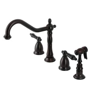 Duchess 2-Handle Deck Mount Widespread Kitchen Faucets with Brass Sprayer in Oil Rubbed Bronze