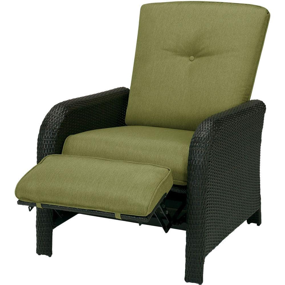 Cilantro Green Wicker and Steel Outdoor Reclining Lounge Chair