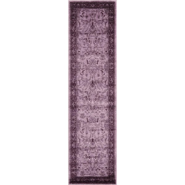 Unique Loom La Jolla Floral Violet 2' 7 x 10' 0 Runner Rug