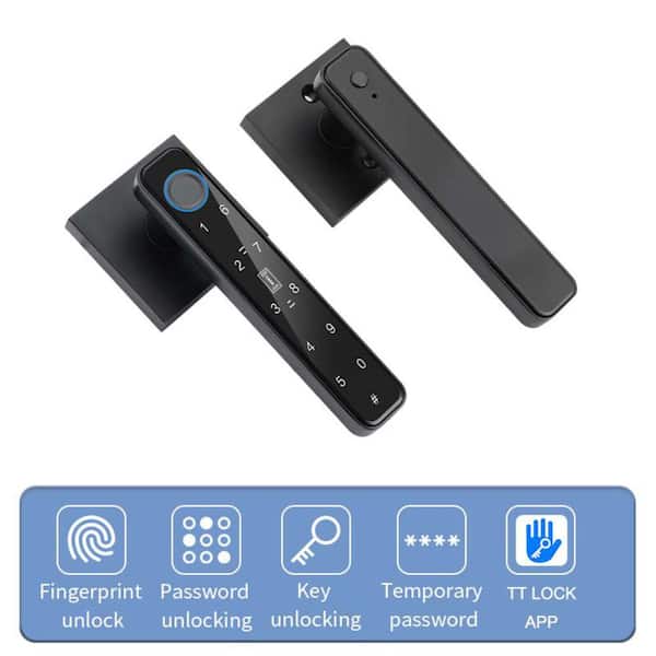 6.3 in. Matte Black Fingerprint Biometric Smart Door Handle
